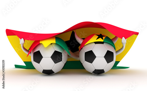 Two soccer balls hold Ghana flag