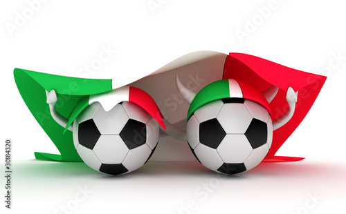 Two soccer balls hold Italy flag