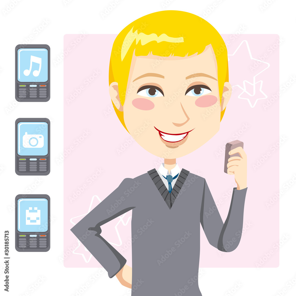 Young man laughing while playing games and multimedia