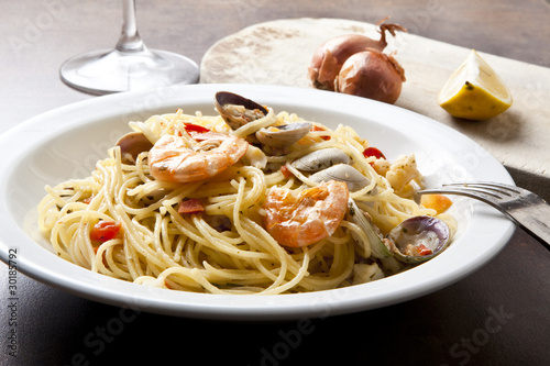 Seafood marinara spaghetti