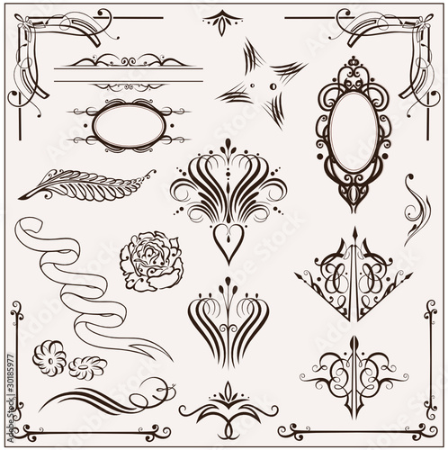 Kalligraphie, vector set, filigran, design elements