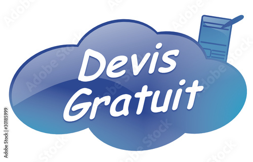 devis gratuit sur bouton design nuage bleu