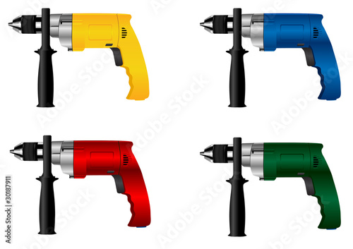 The vector image of  manual electric tool  drill