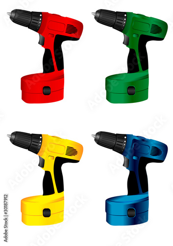 The vector image of  manual electric tool  drill