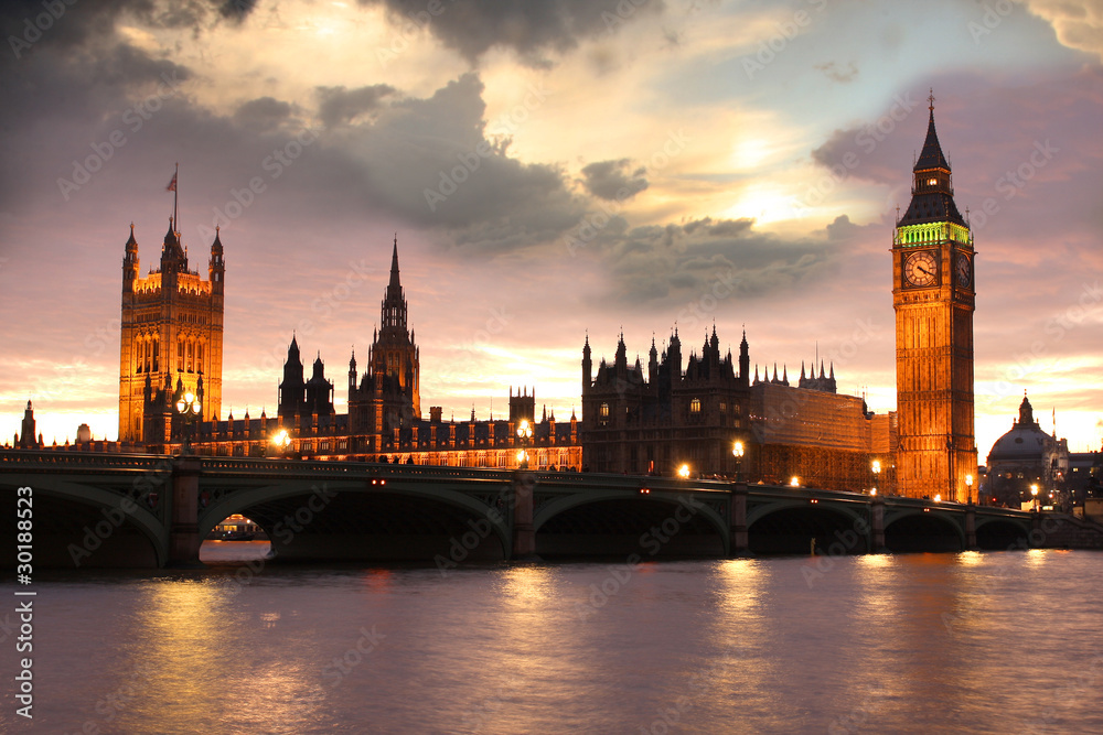 Big Ben in the evening, London, UK