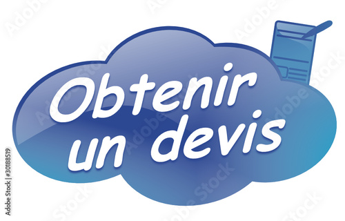 obtenir un devis sur bouton design nuage bleu
