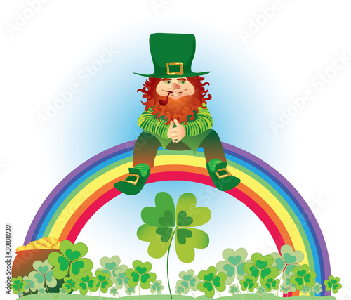 Leprechaun on rainbow