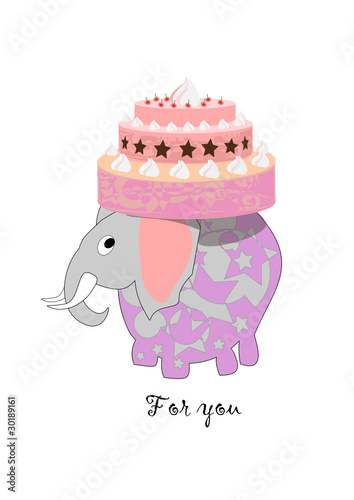 Elefant mit Torte