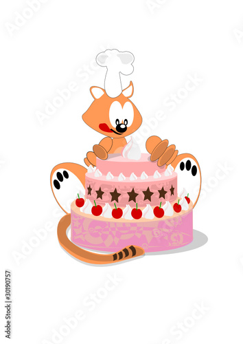 Kater mit Torte