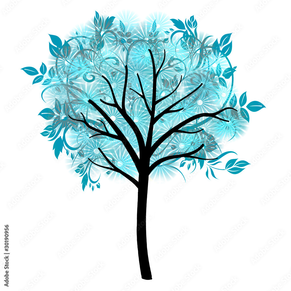 Obraz premium ornamental blue tree illustration