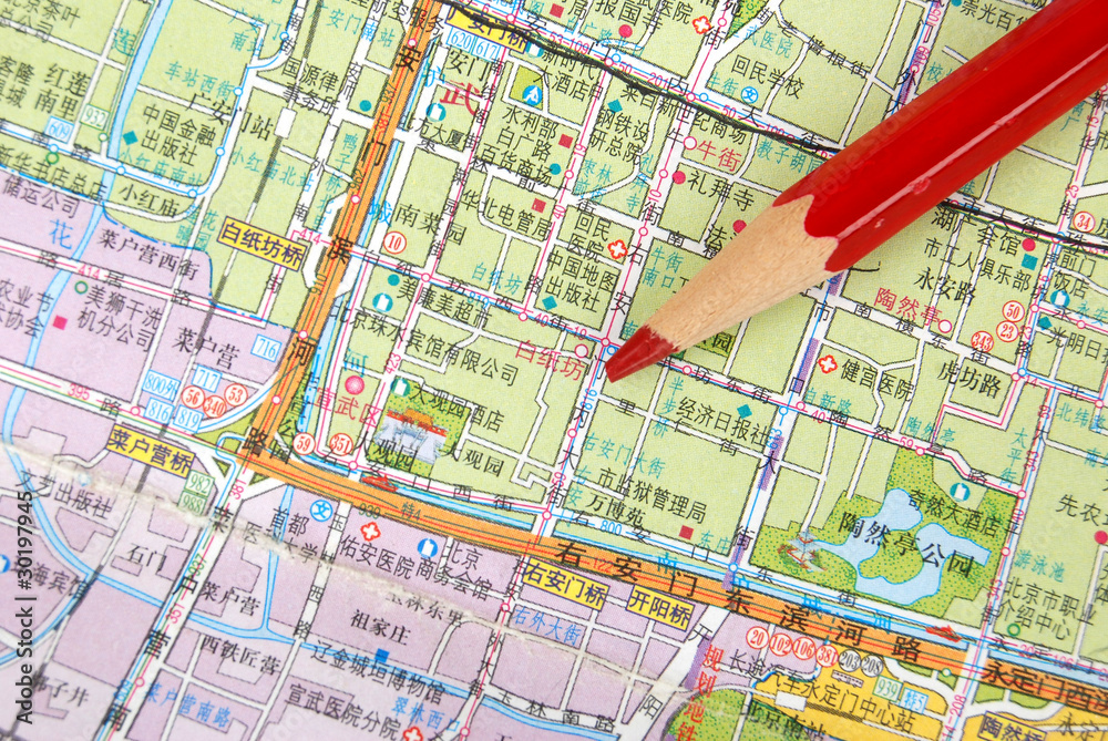 Map and pencil Map and pencil