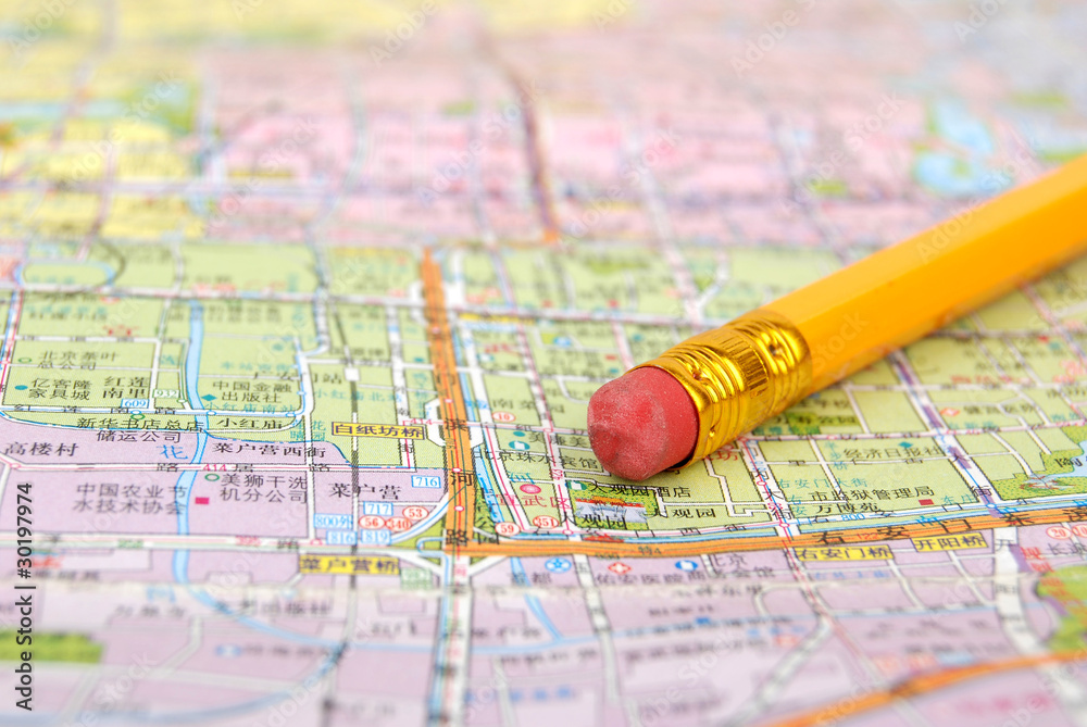 Map and pencil Map and pencil