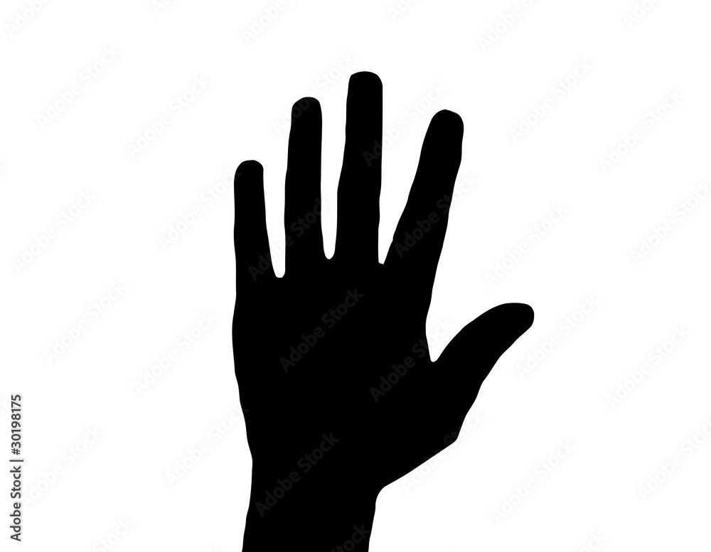 Silhouette Vector Raised Hand on White Silhouette Vector Raised Hand on White