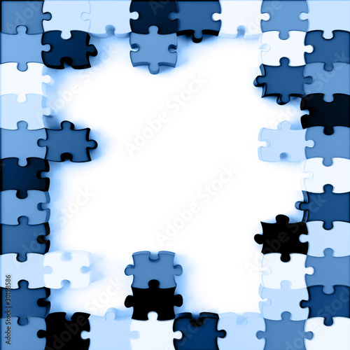 Parts of a puzzle with blue...