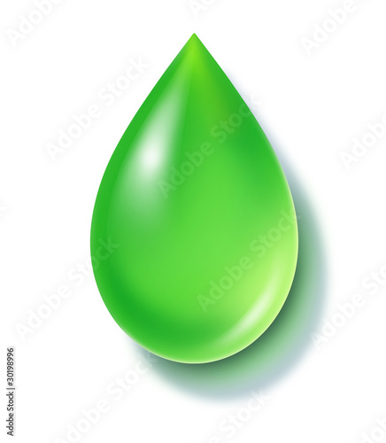 Green recycle drop representing  reusable energy alternative