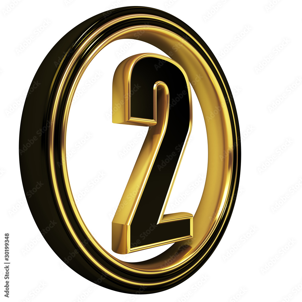 Gold Black Font Letter two Gold Black Font Letter two