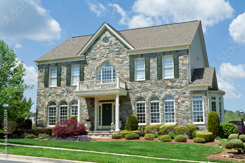 Stone Faced Single Family House Home Suburban MD