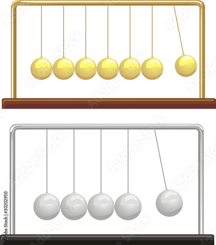 newton`s cradle - gold & silver