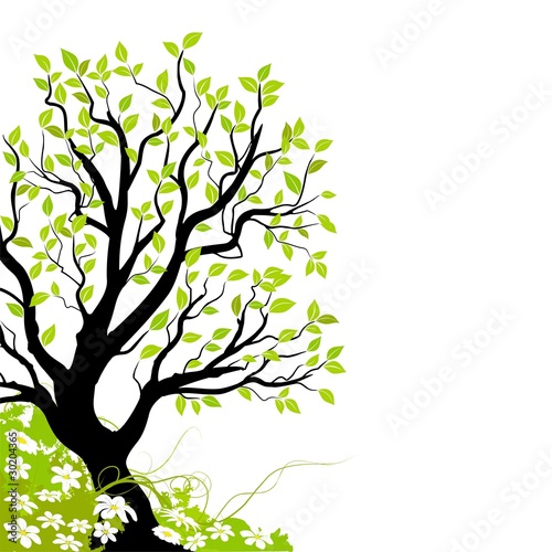 vecteur série arbre vectoriel et fleur illustration vectorielle