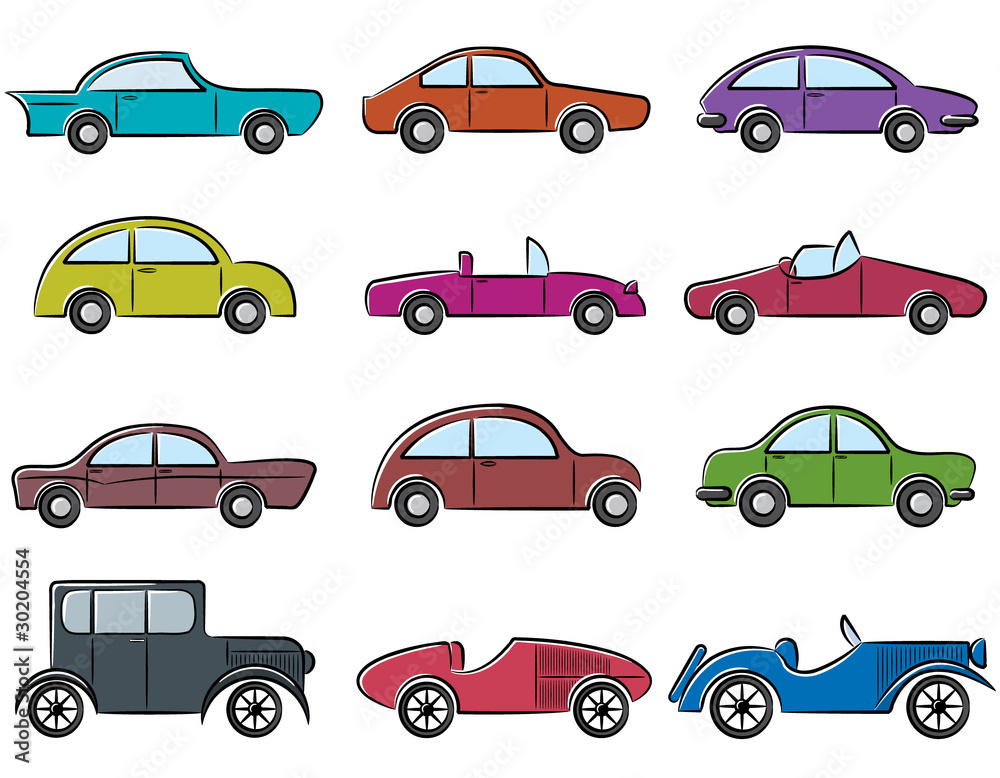 Vintage cars icons set