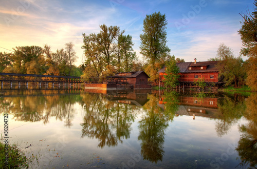 Historic Water mill in Kolarovo at sunset