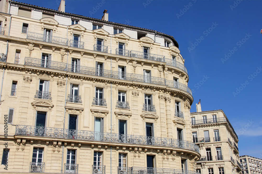 Building in the old port of Marseilles, France