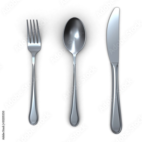 3d fork spoon and knife