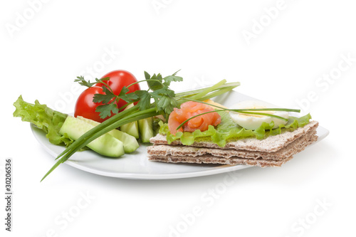 Rye Crispbread and frehs vegetable photo