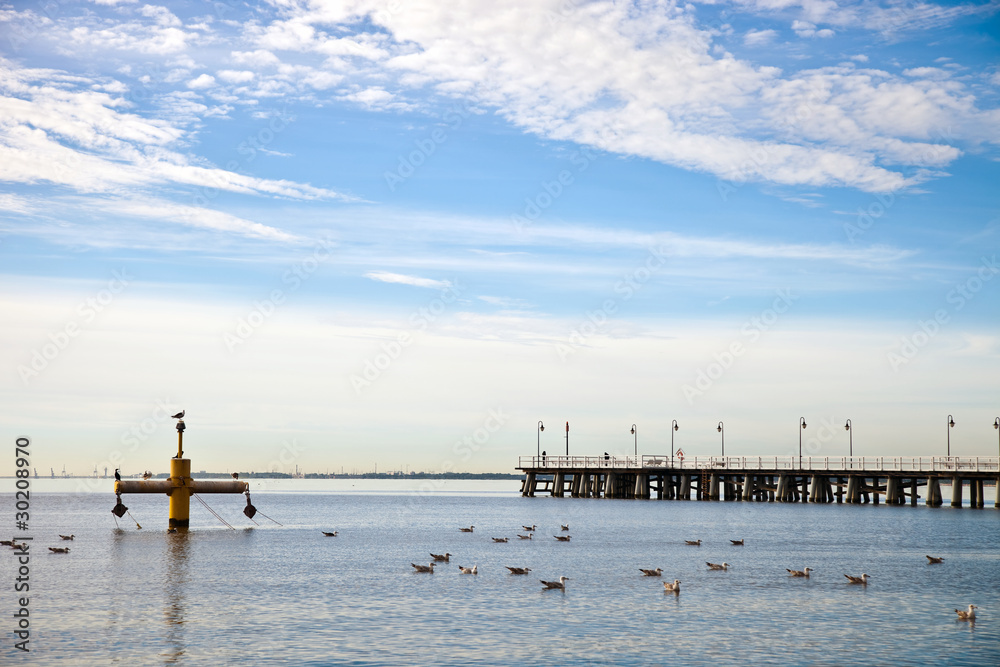 Obraz premium Pier in the morning. Orlowo, Poland.