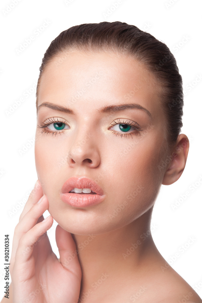 Beautiful female model on white background Beautiful female model on white background