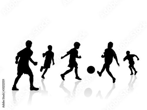 boys soccer players silhouette
