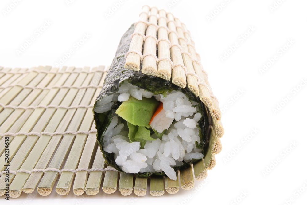 bamboo mat, rolling sushi maki Stock Photo Adobe Stock