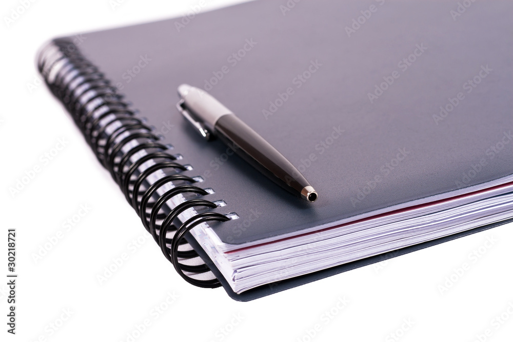 Spiral blue ballpoint pen, placed on your desktop. Spiral blue ballpoint pen, placed on your desktop.