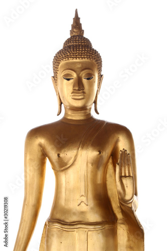 Tableau sur toile Isolated Golden Standing Buddha Statue