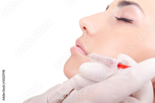 Injection into female lips