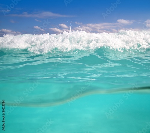 waterline caribbean sea underwater and blue sea © lunamarina