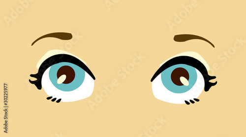 Cartoon women blue vector eyes.
