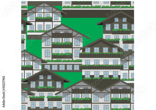 Swiss houses seamless pattern