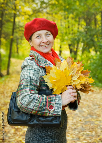 woman  in autumn park