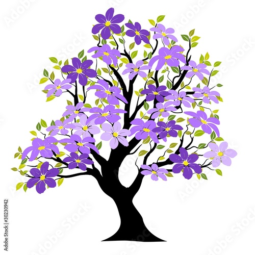 printemps - arbre vecteur fond blanc, fleurs vectorielles