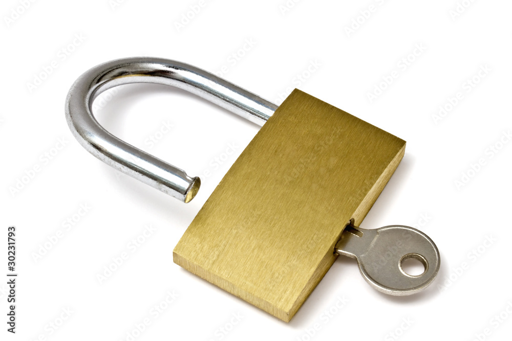 Padlock and key isolated on white Padlock and key isolated on white
