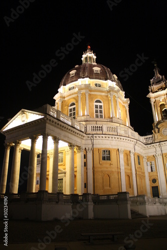 Superga basilica by night