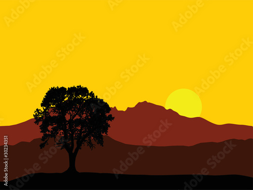 golden sunrise over high mountain peaks