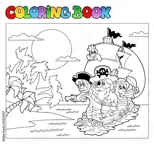 Coloring book with pirate scene 3