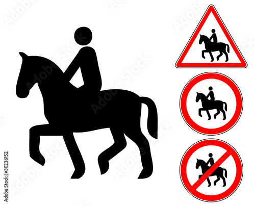 Tableau sur toile Rider pictogram warning and prohibition signs