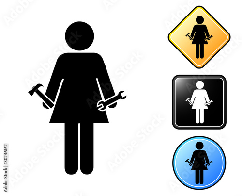 Woman worker pictogram and signs