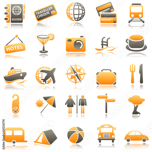 Travel Orange Icons