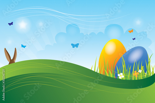 Wiese Ostereier Osterhase