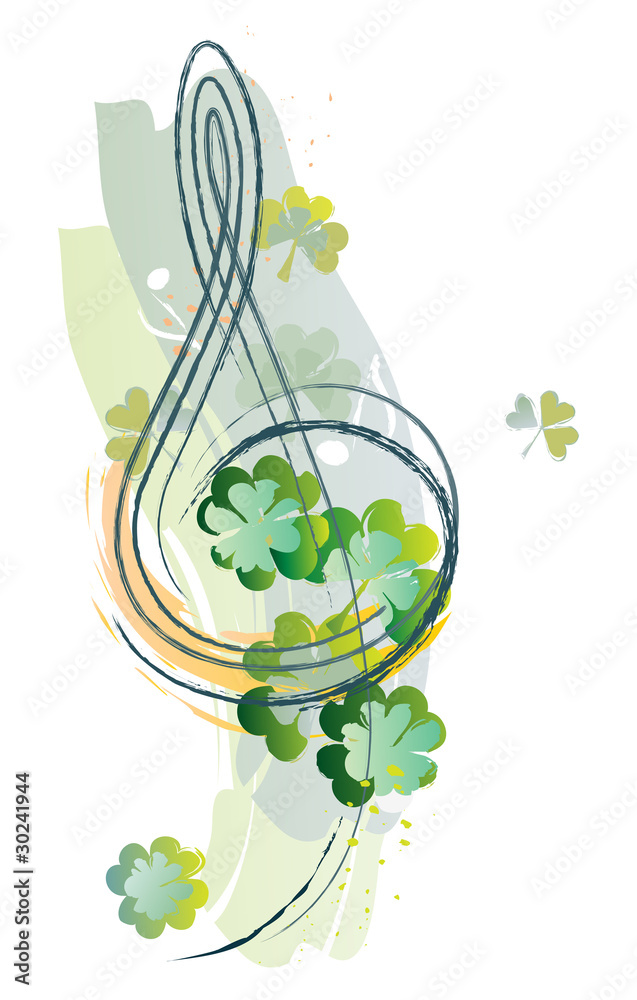Fototapeta premium Treble clef - Shamrock