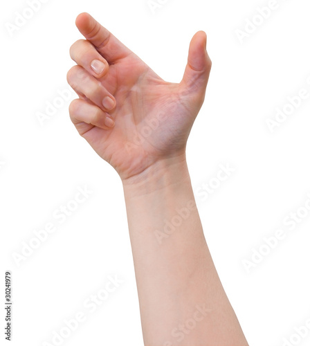 Hand of a caucasian female to hold card, mobile phone or tablet